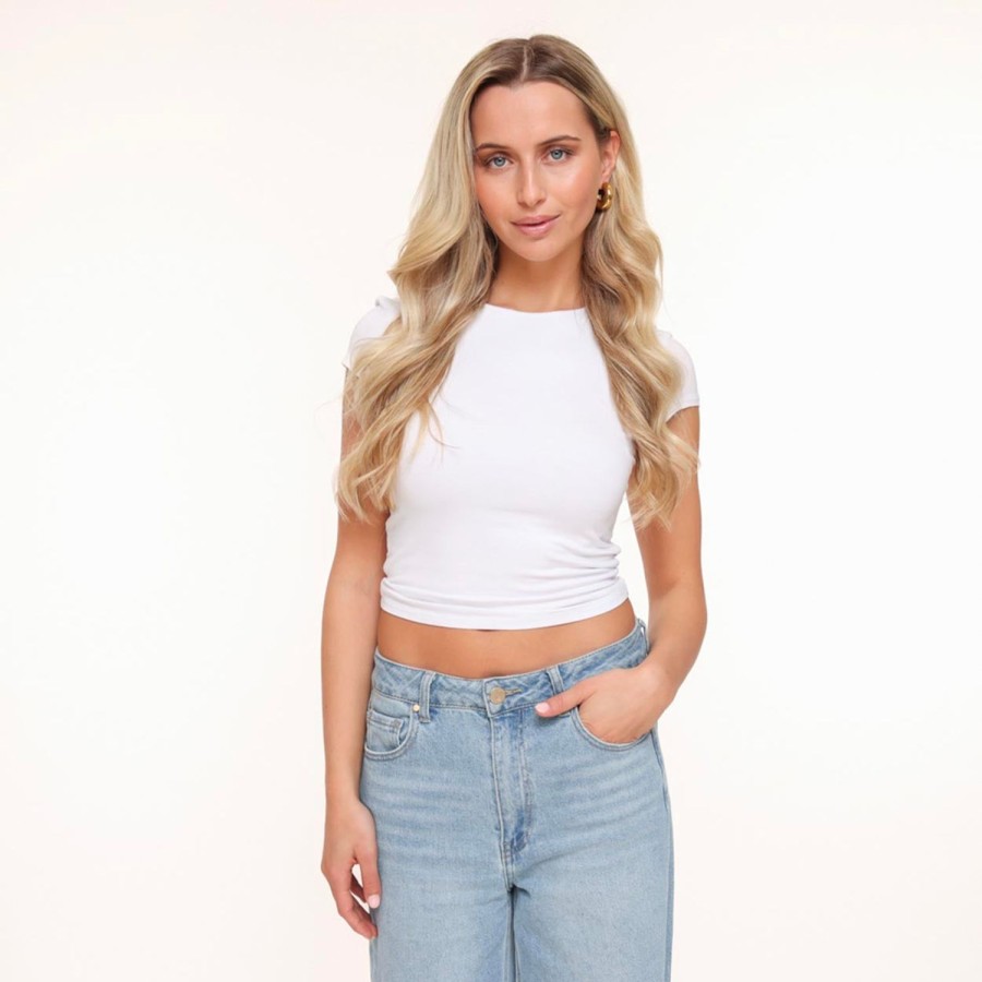 Tops | Olivia & Kate Witte Basic Ss-Top