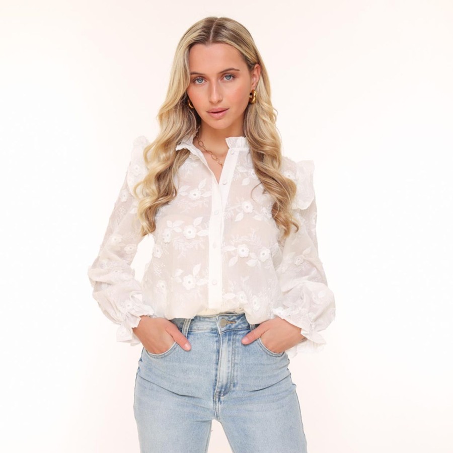 Tops | Olivia & Kate Witte Bloemen-Blouse