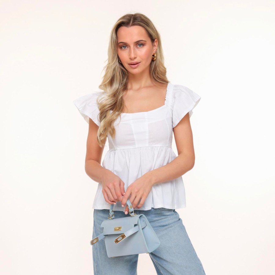 Tops | Olivia & Kate Witte Ruffel Ss Mouwen-Top