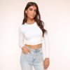 Tops | Olivia & Kate Witte Basic Ls Cropped-Top