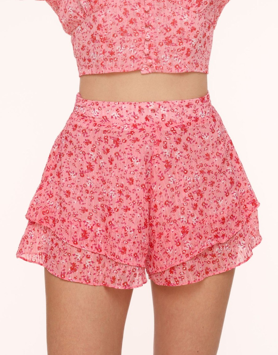 Skorts | Olivia & Kate Roze Bloemen Ruffel-Skort