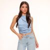 Tops | Olivia & Kate Jeans Blauwe Satijnen Open Rug-Tops