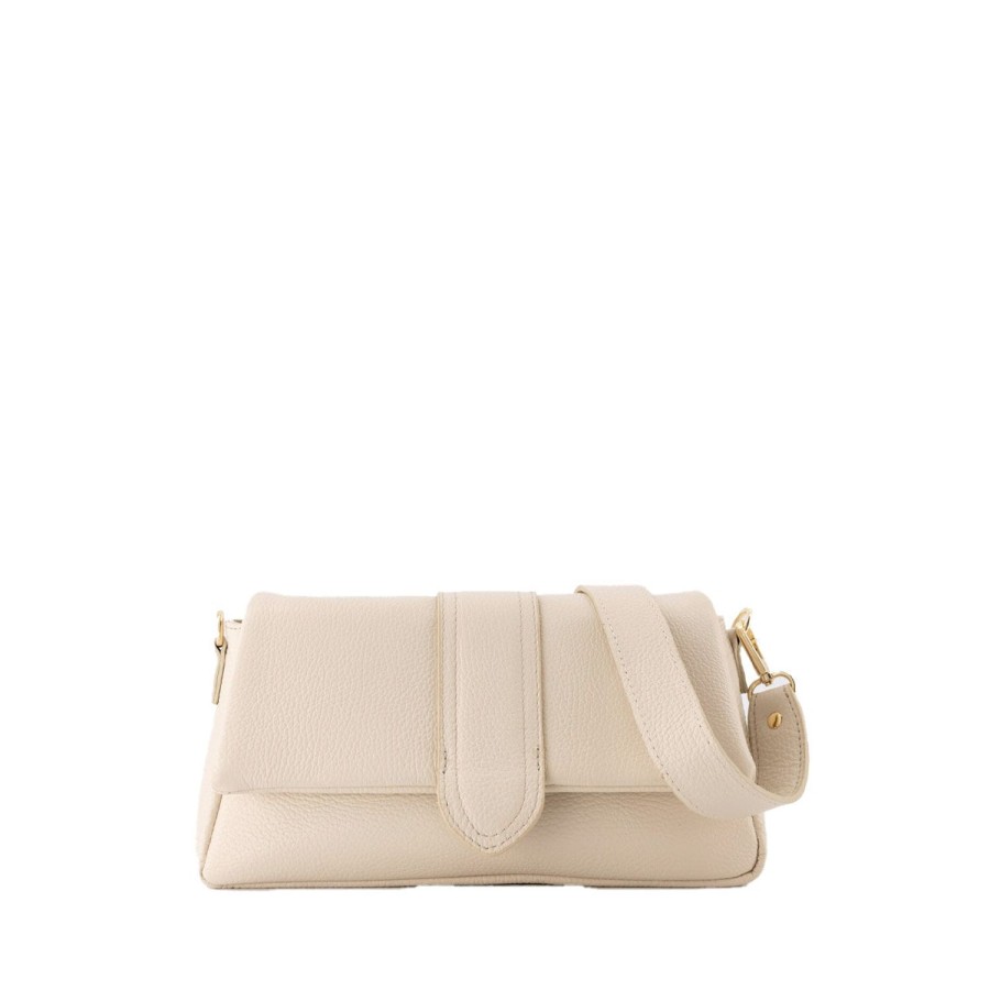 Tassen | Olivia & Kate Beige Leren Horizontale Puffy-Tas