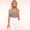 Tops | Olivia & Kate Taupe Choker-Top