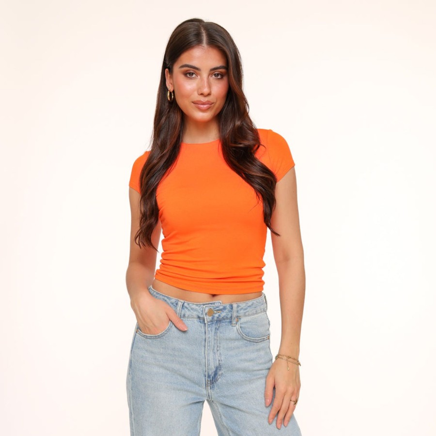 Tops | Olivia & Kate Oranje Basic Ss-Top