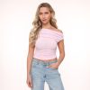 Tops | Olivia & Kate Lichtroze Gedrapeerde Ss-Top