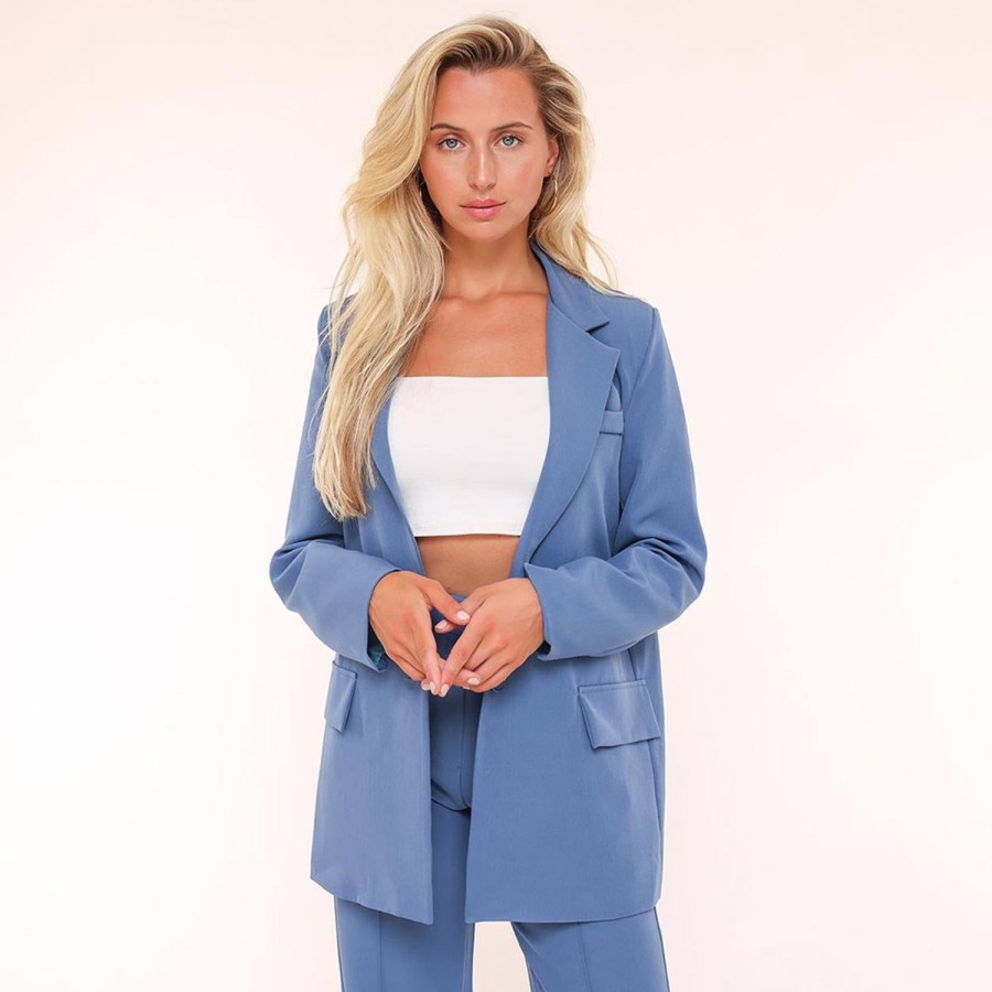 Blazers | Olivia & Kate Lichtblauwe Basic Rechte-Blazer