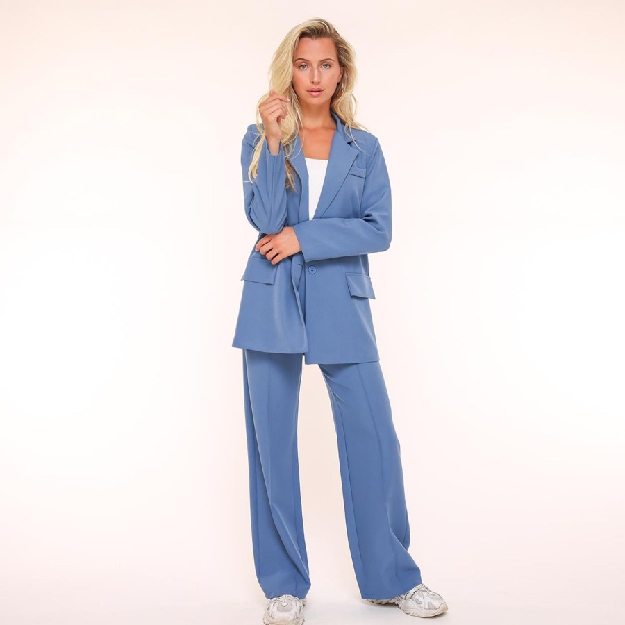 Blazers | Olivia & Kate Lichtblauwe Basic Rechte-Blazer