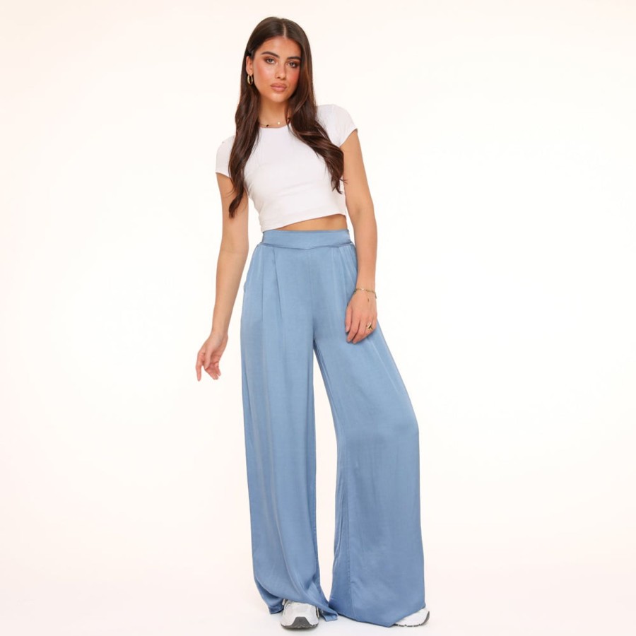 Broeken | Olivia & Kate Jeans Blauwe Tall Satijnen-Broek