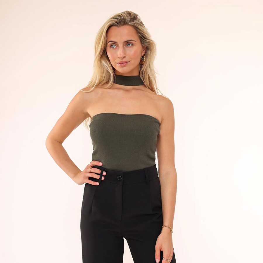 Tops | Olivia & Kate Army Groene Choker-Top