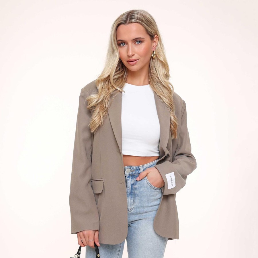 Blazers | Olivia & Kate Taupe Studio Basic-Blazer