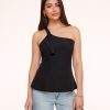 Tops | Olivia & Kate Zwarte Asymmetrische Open Rug-Top