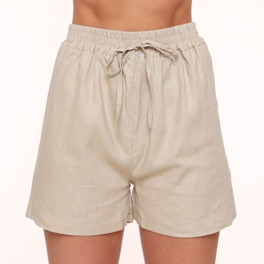 Broeken | Olivia & Kate Beige Linnen-Short