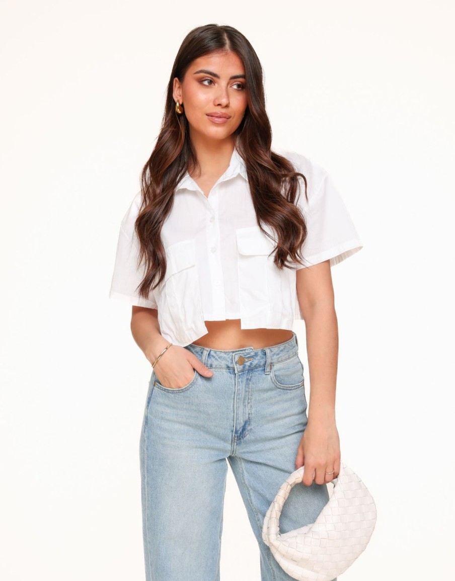 Tops | Olivia & Kate Witte Ss-Blouse