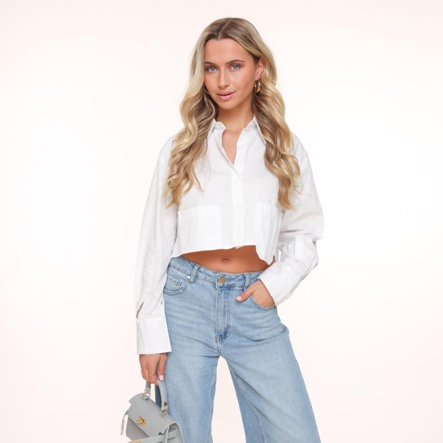 Tops | Olivia & Kate Witte Cropped-Blouse