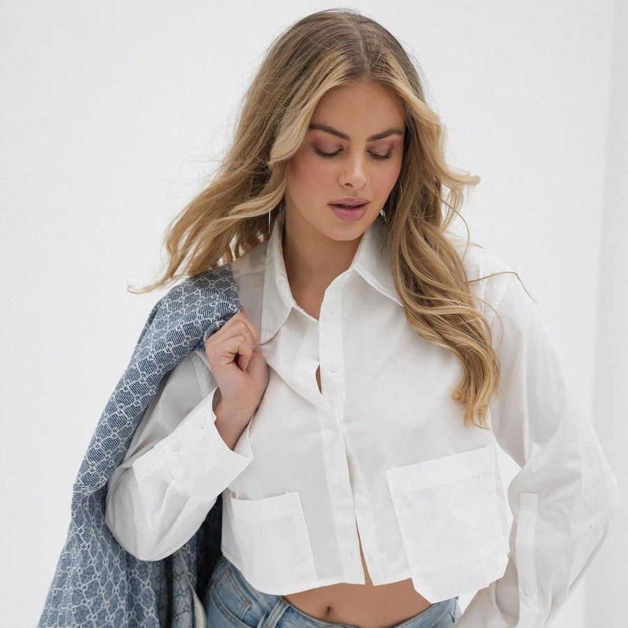 Tops | Olivia & Kate Witte Cropped-Blouse