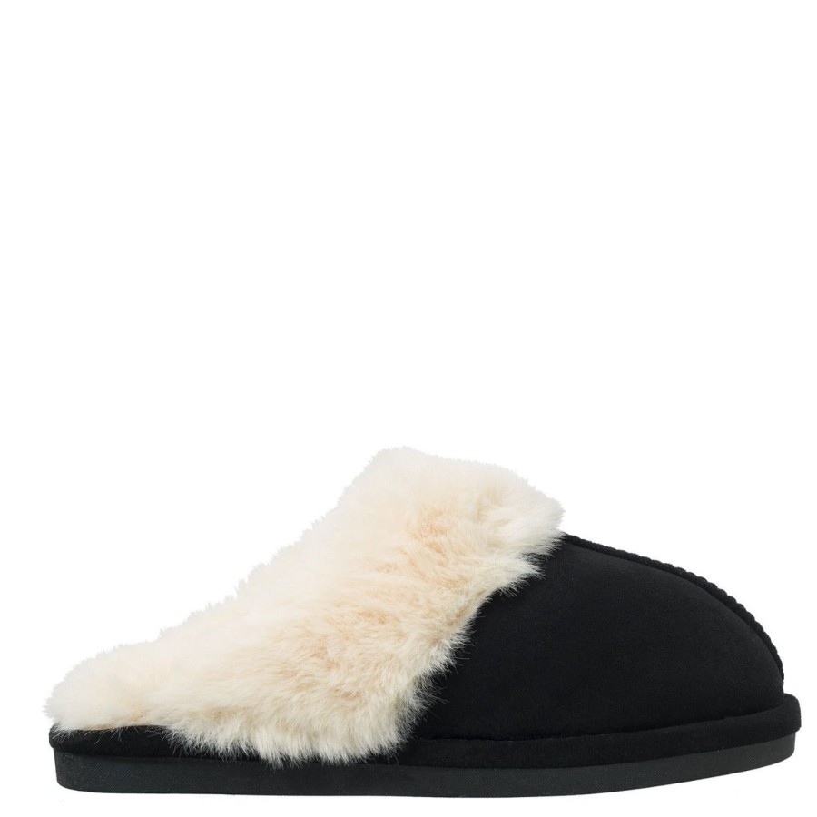 Pantoffels | Olivia & Kate Zwarte Fluffy-Pantoffels