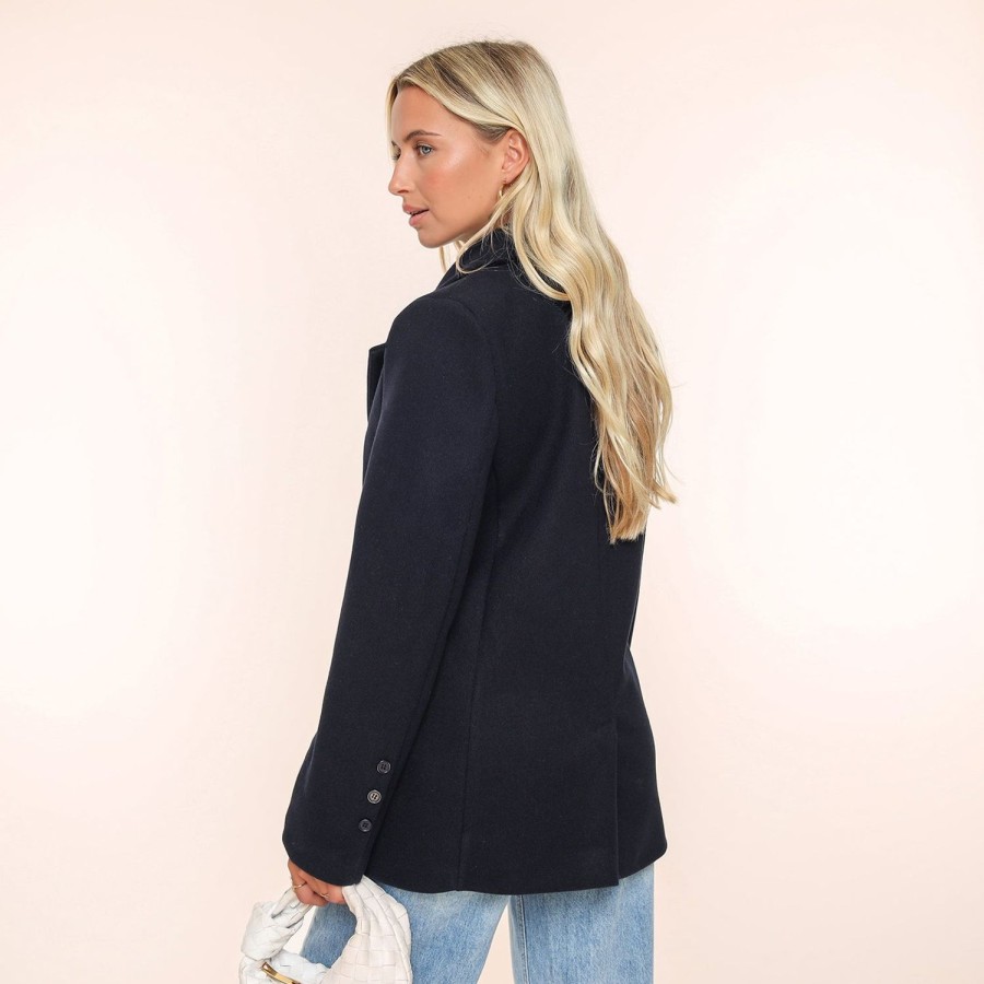 Jassen | Olivia & Kate Navy Oversized Wollen Look-Blazer