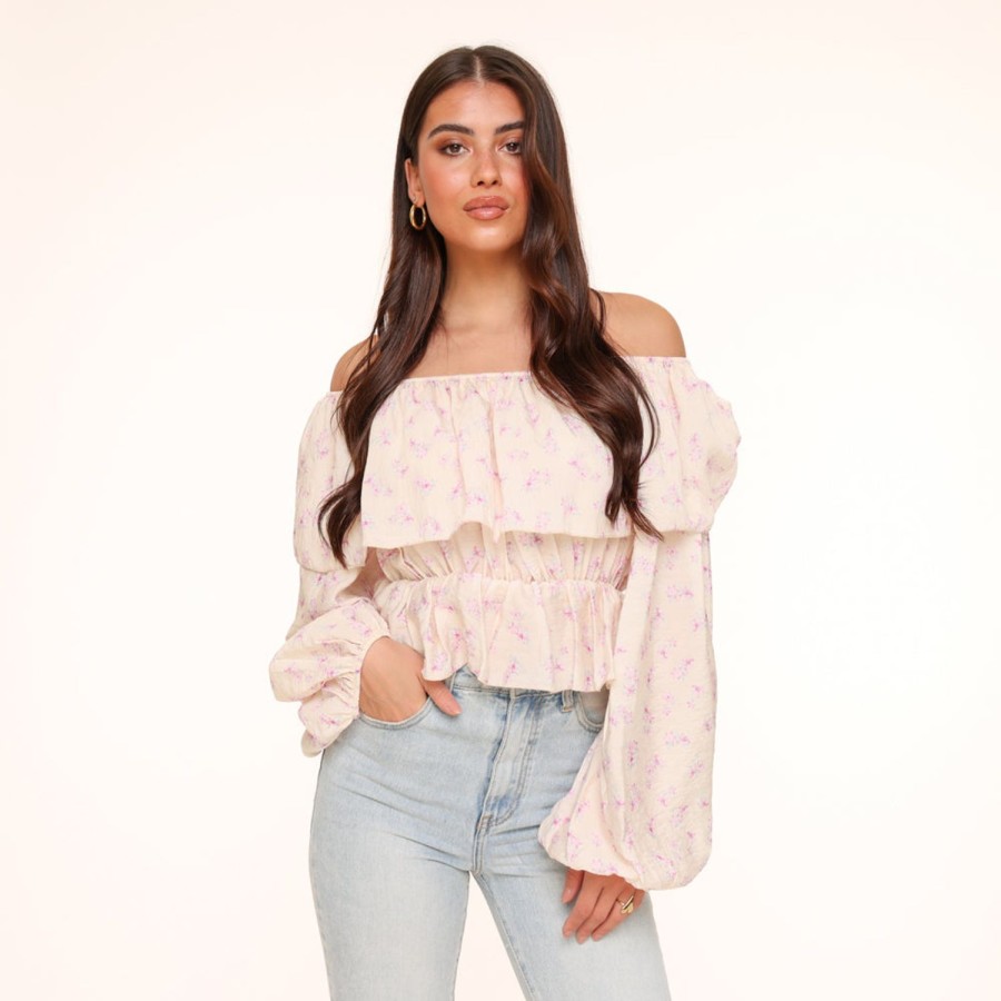 Tops | Olivia & Kate Lila Bloemen Off Shoulder-Top