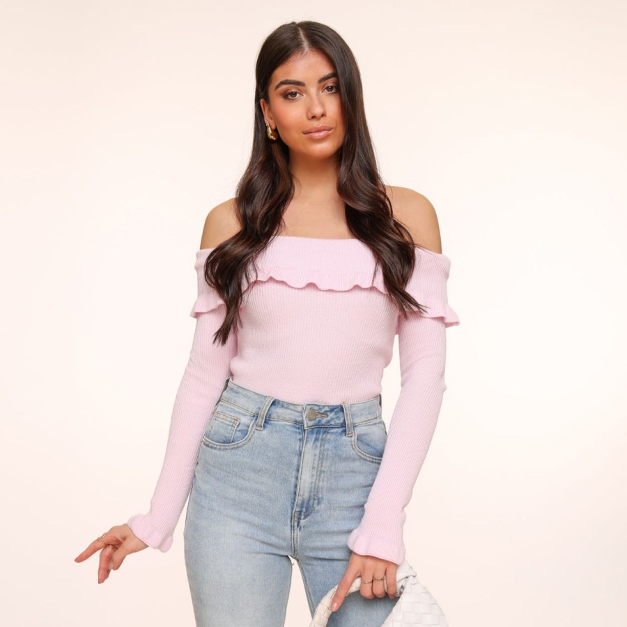 Tops | Olivia & Kate Lichtroze Elastische Ruffel Off Shoulder-Top