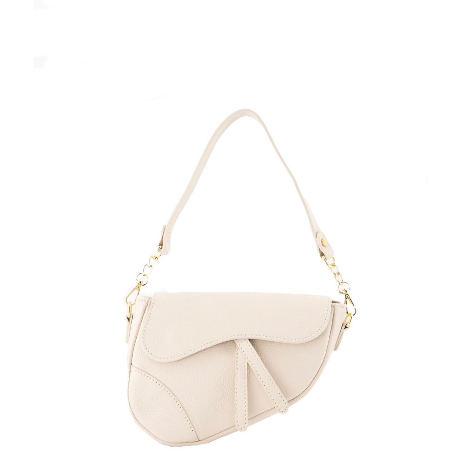 Tassen | Olivia & Kate Beige Leren Saddle-Tas