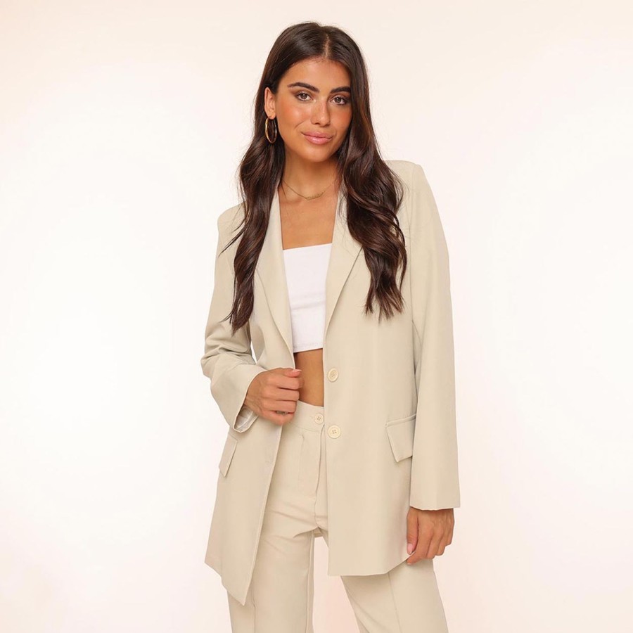 Blazers | Olivia & Kate Beige Basic Rechte-Blazer