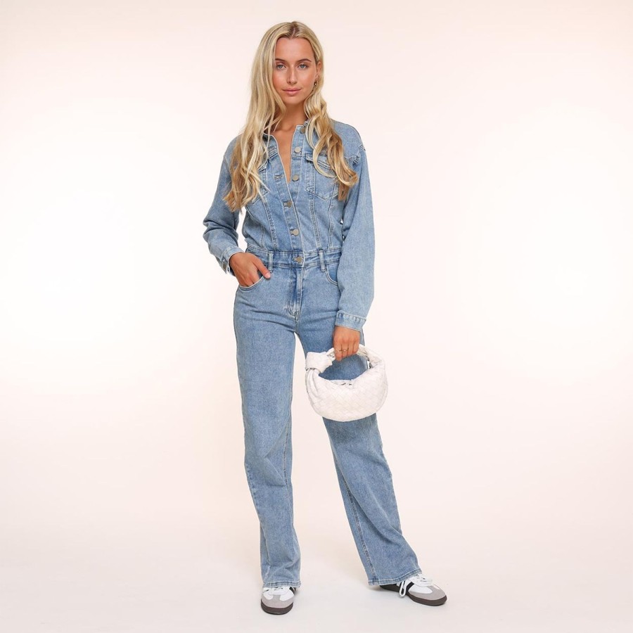 Jumpsuits | Olivia & Kate Lichtblauwe Denim Ls-Jumpsuit