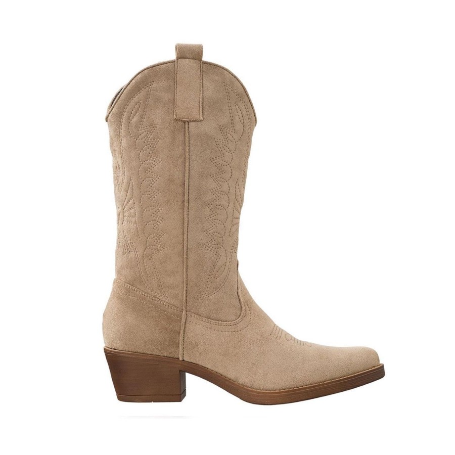 Laarzen | Olivia & Kate Beige Suede Cowboy-Laarzen